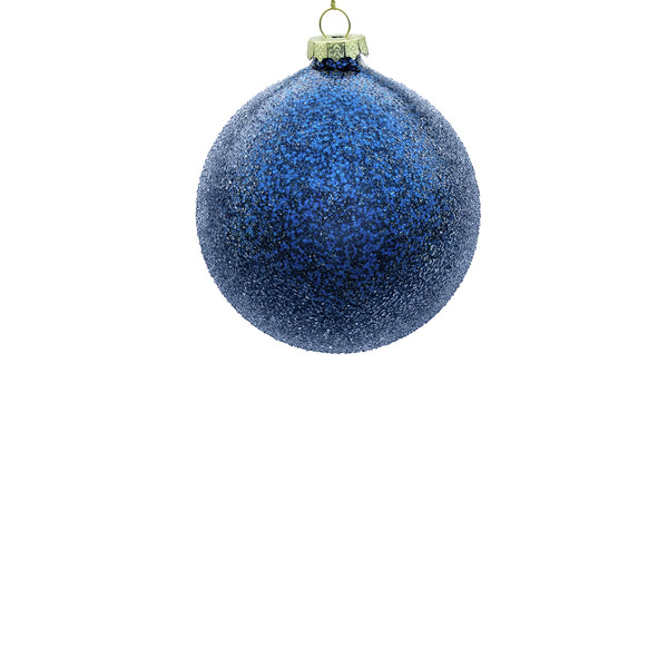 10cm Iced Blue Ball Ornament
