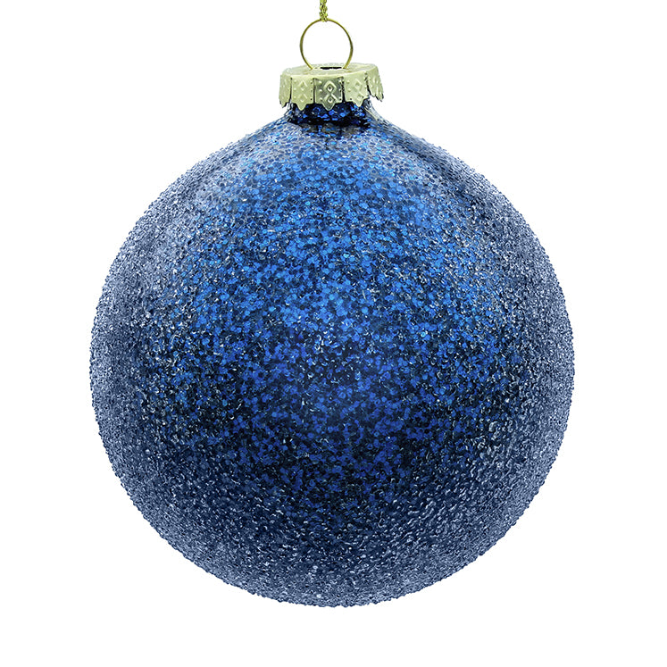 15cm Iced Blue Ball Ornament