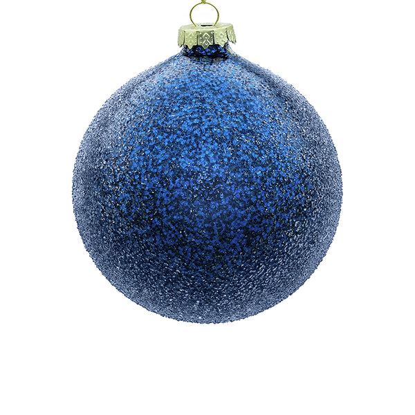 15cm Iced Blue Ball Ornament