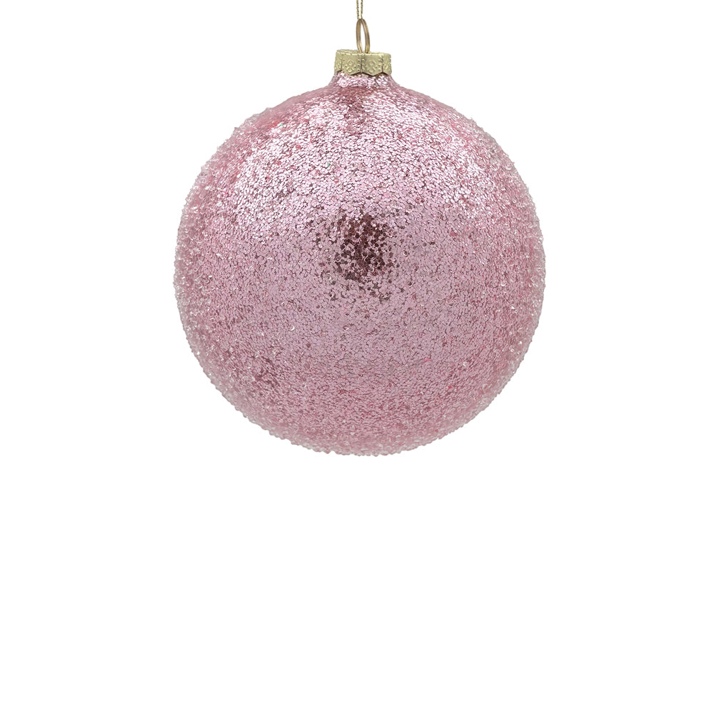 12cm Iced Blush Ball Ornament