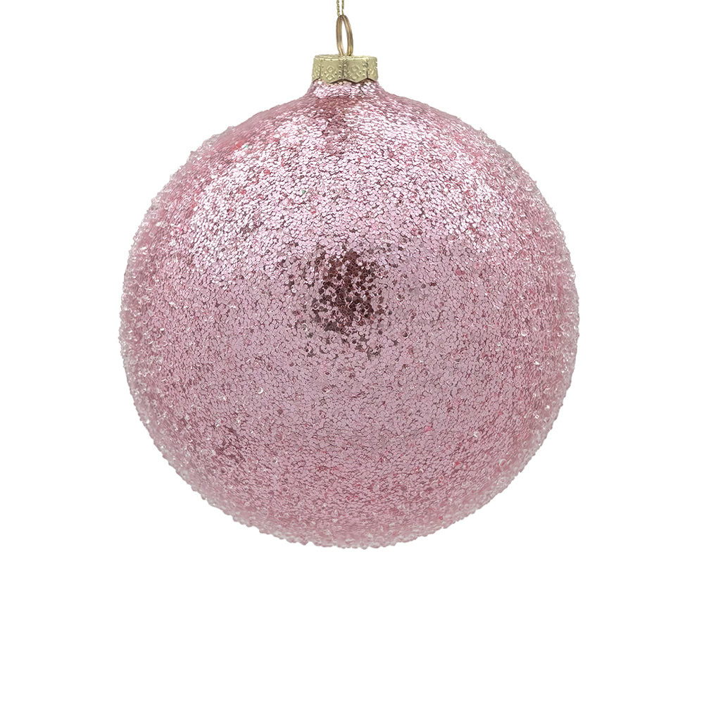 15cm Iced Blush Ball Ornament