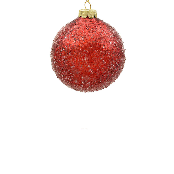 10cm Iced Red Ball Ornament