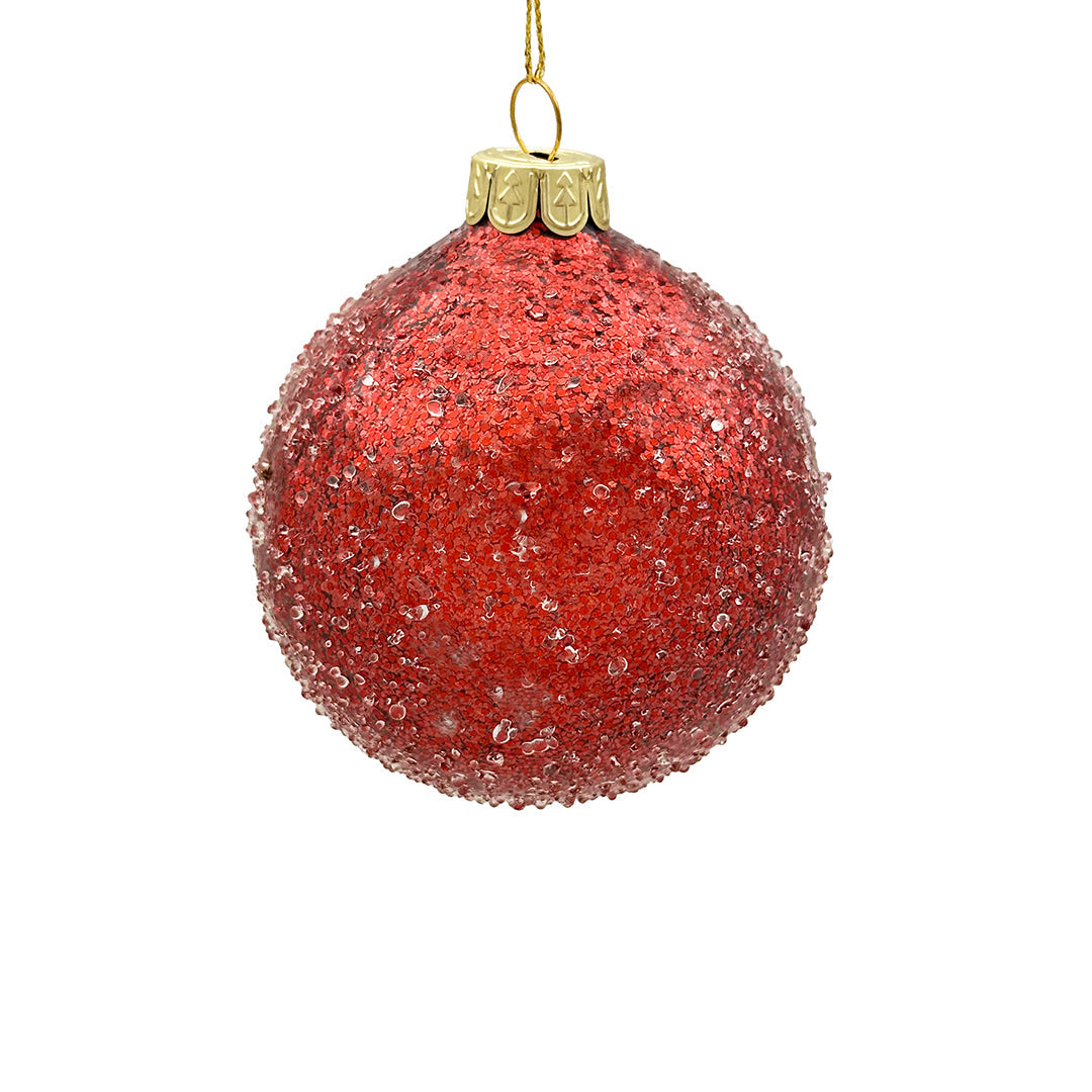 8cm Iced Red Ball Ornament