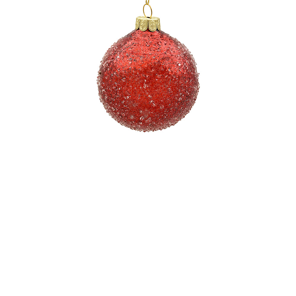 8cm Iced Red Ball Ornament