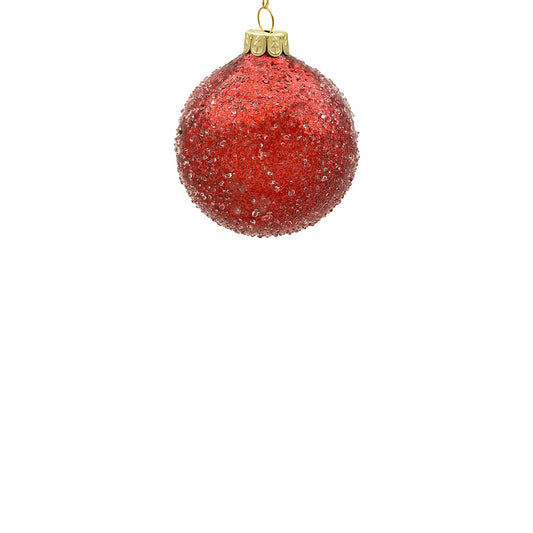 8cm Iced Red Ball Ornament