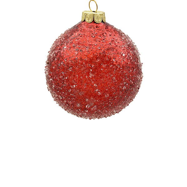 12cm Iced Red Ball Ornament