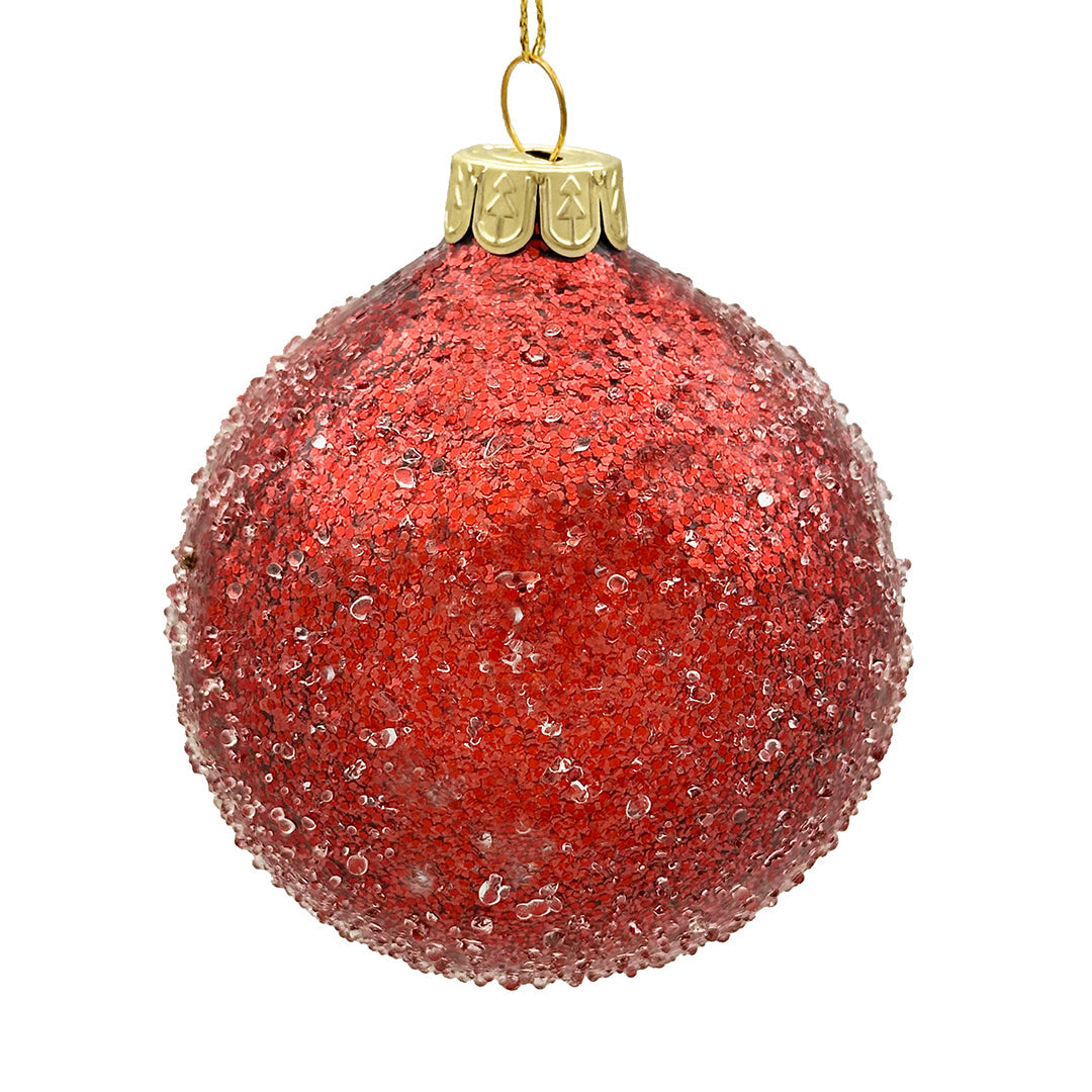15cm Iced Red Ball Ornament