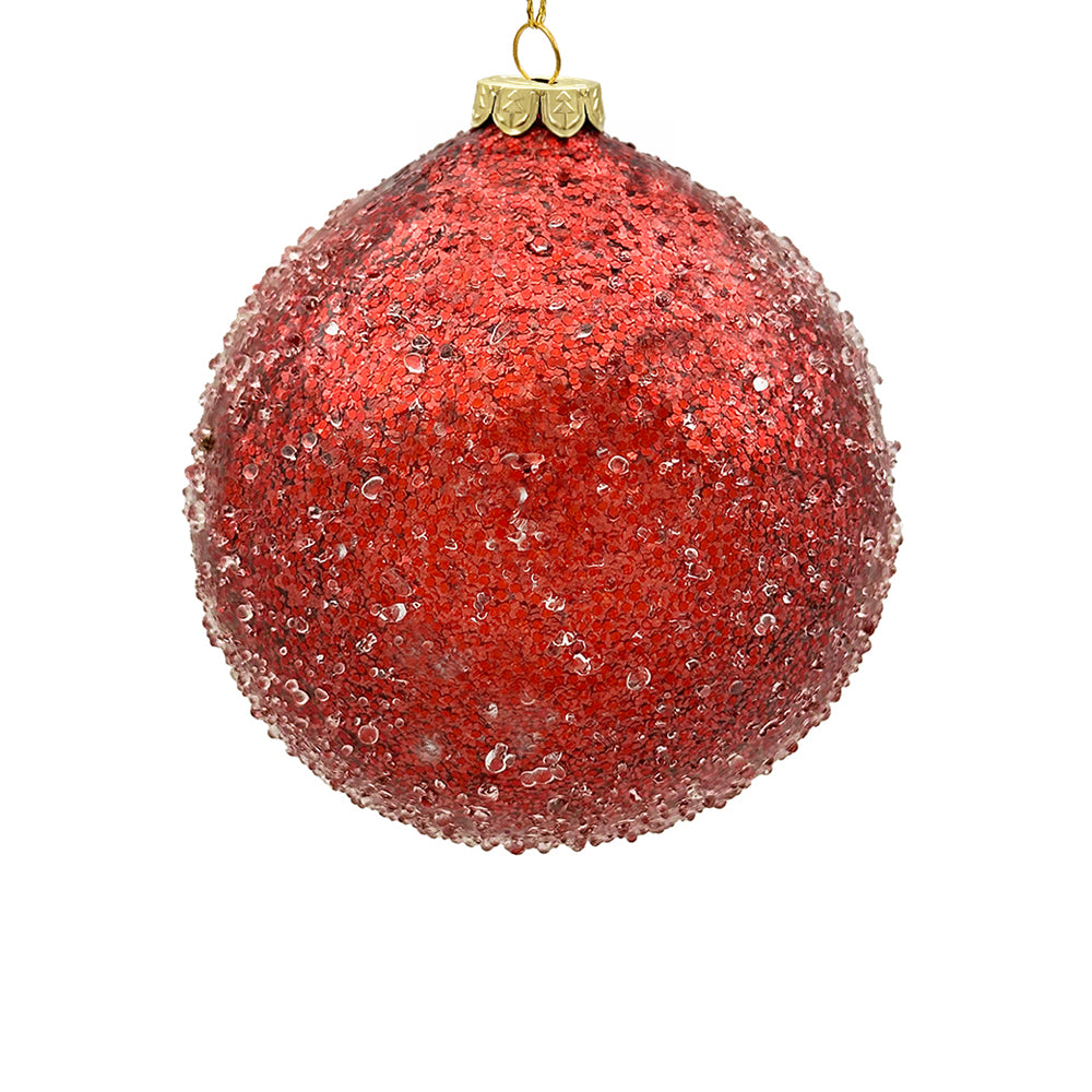 15cm Iced Red Ball Ornament