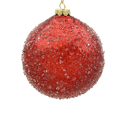 15cm Iced Red Ball Ornament