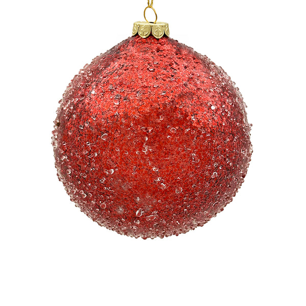 15cm Iced Red Ball Ornament