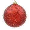 18cm Iced Red Ball Ornament