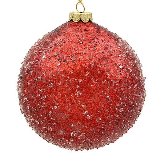 18cm Iced Red Ball Ornament