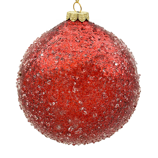 18cm Iced Red Ball Ornament