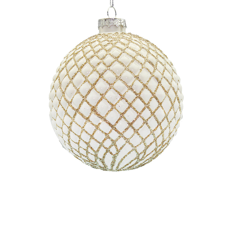 10cm Regal Antique Champagne Ball Ornament