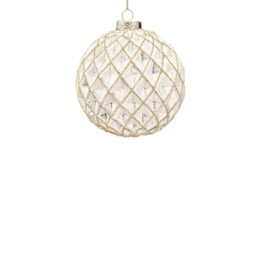 10cm Kendra Antique White Ball Ornament