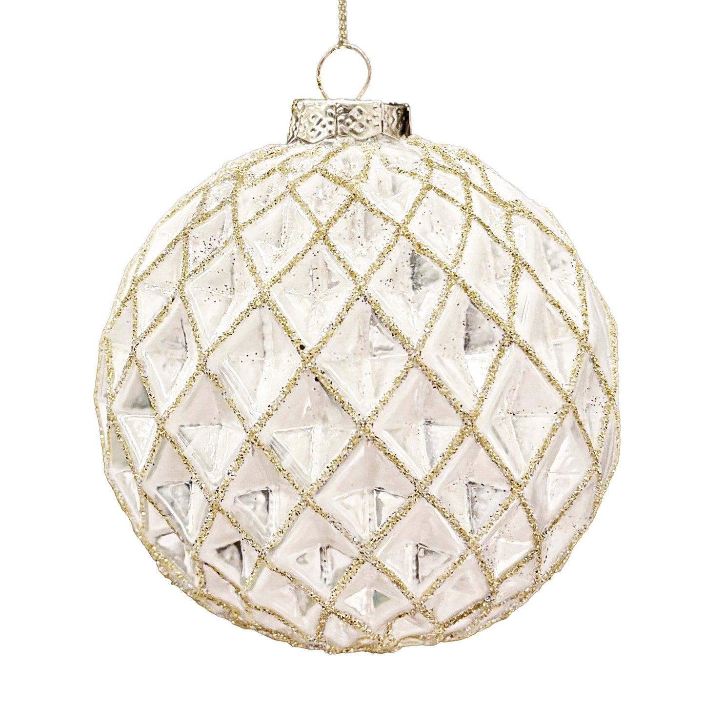 10cm Kendra Antique White Ball Ornament