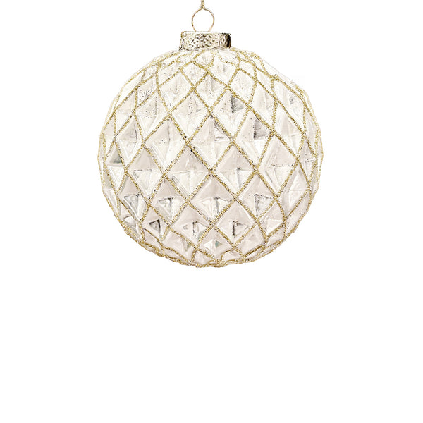 12cm Kendra Antique White Ball Ornament