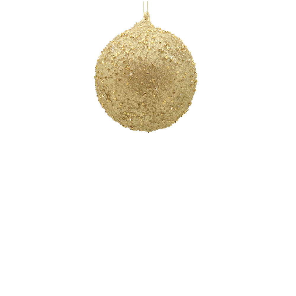 8cm Champagne Beaded Ball Ornament