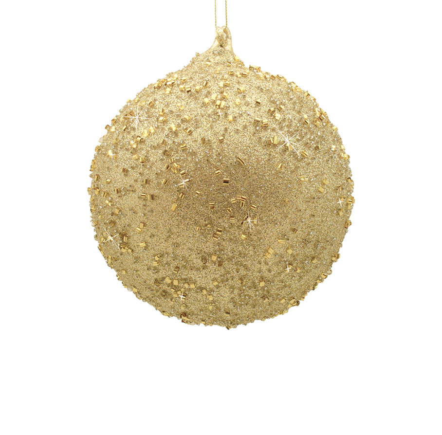 8cm Champagne Beaded Ball Ornament