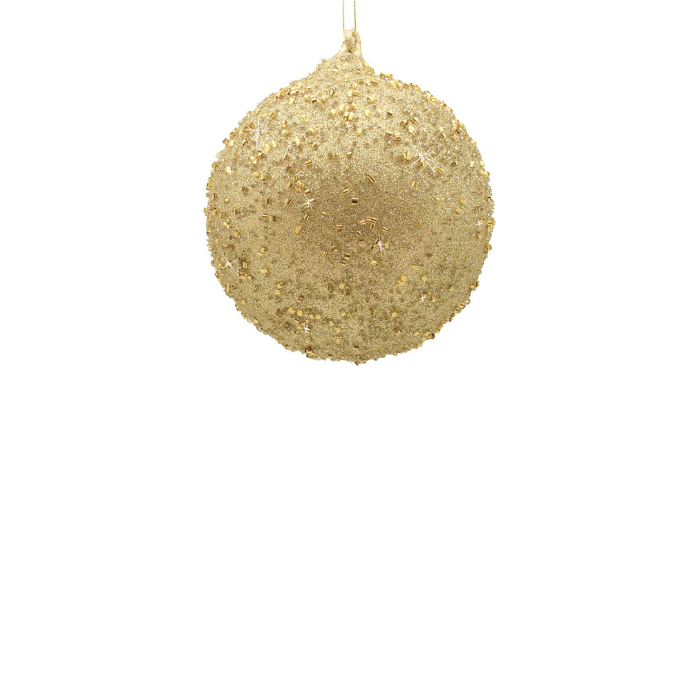 10cm Champagne Beaded Ball Ornament