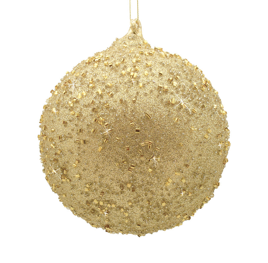 12cm Champagne Beaded Ball Ornament