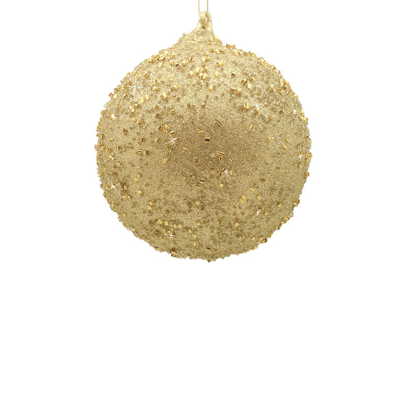 12cm Champagne Beaded Ball Ornament