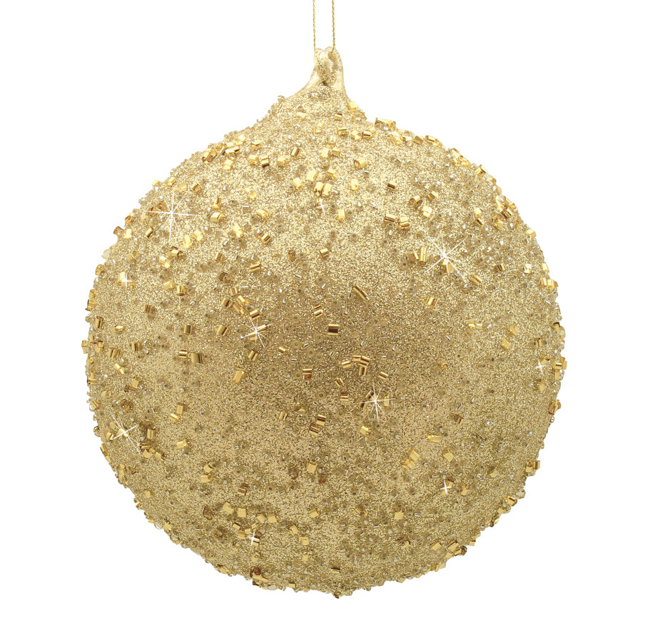 15cm Champagne Beaded Ball Ornament