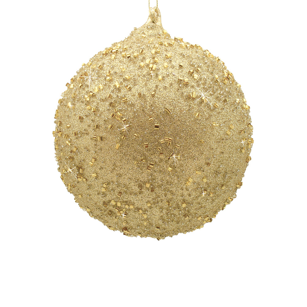 15cm Champagne Beaded Ball Ornament