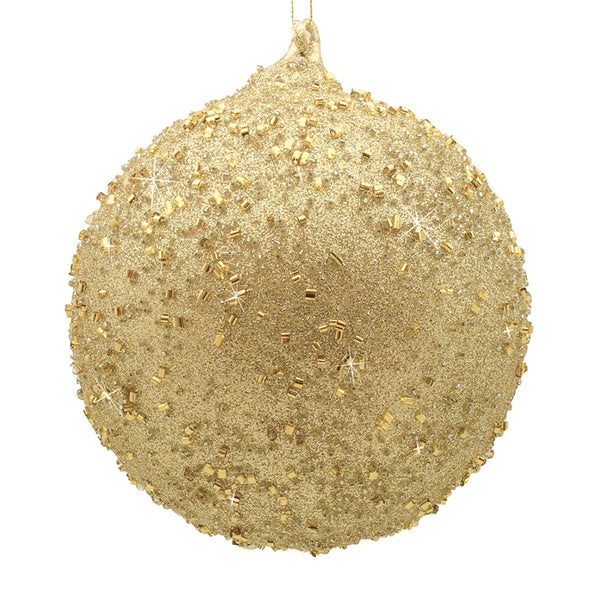 18cm Champagne Beaded Ball Ornament