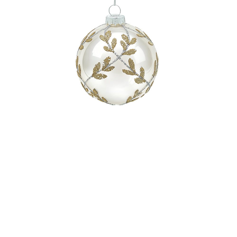 8cm Laurel Cream White Ball Ornament
