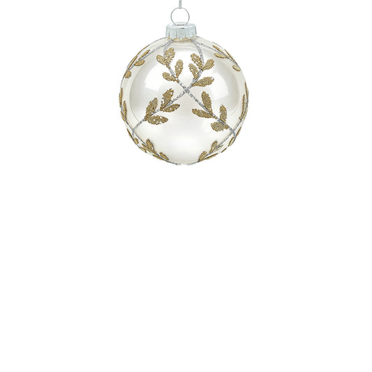 8cm Laurel Cream White Ball Ornament