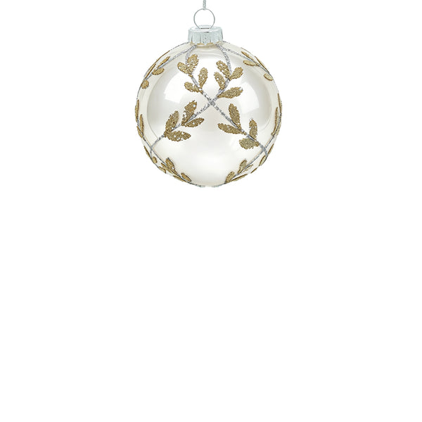 8cm Laurel Cream White Ball Ornament