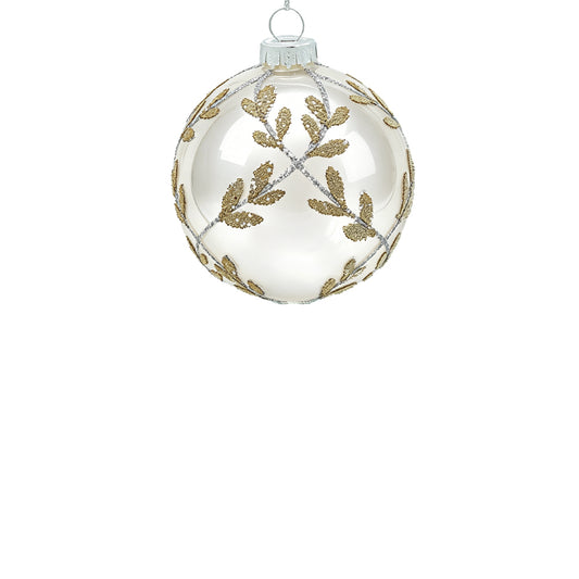 10cm Laurel Cream White Ball Ornament