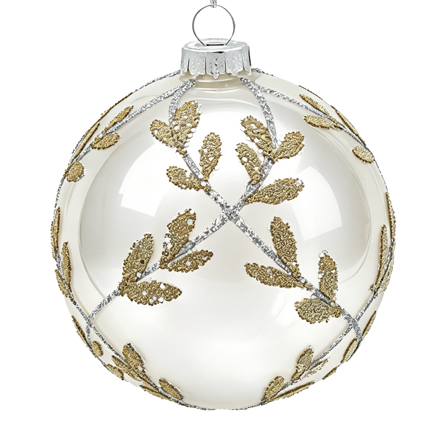 10cm Laurel Cream White Ball Ornament
