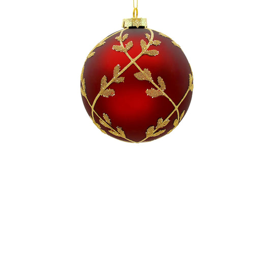 10cm Laurel Red_Champagne Ball Ornament