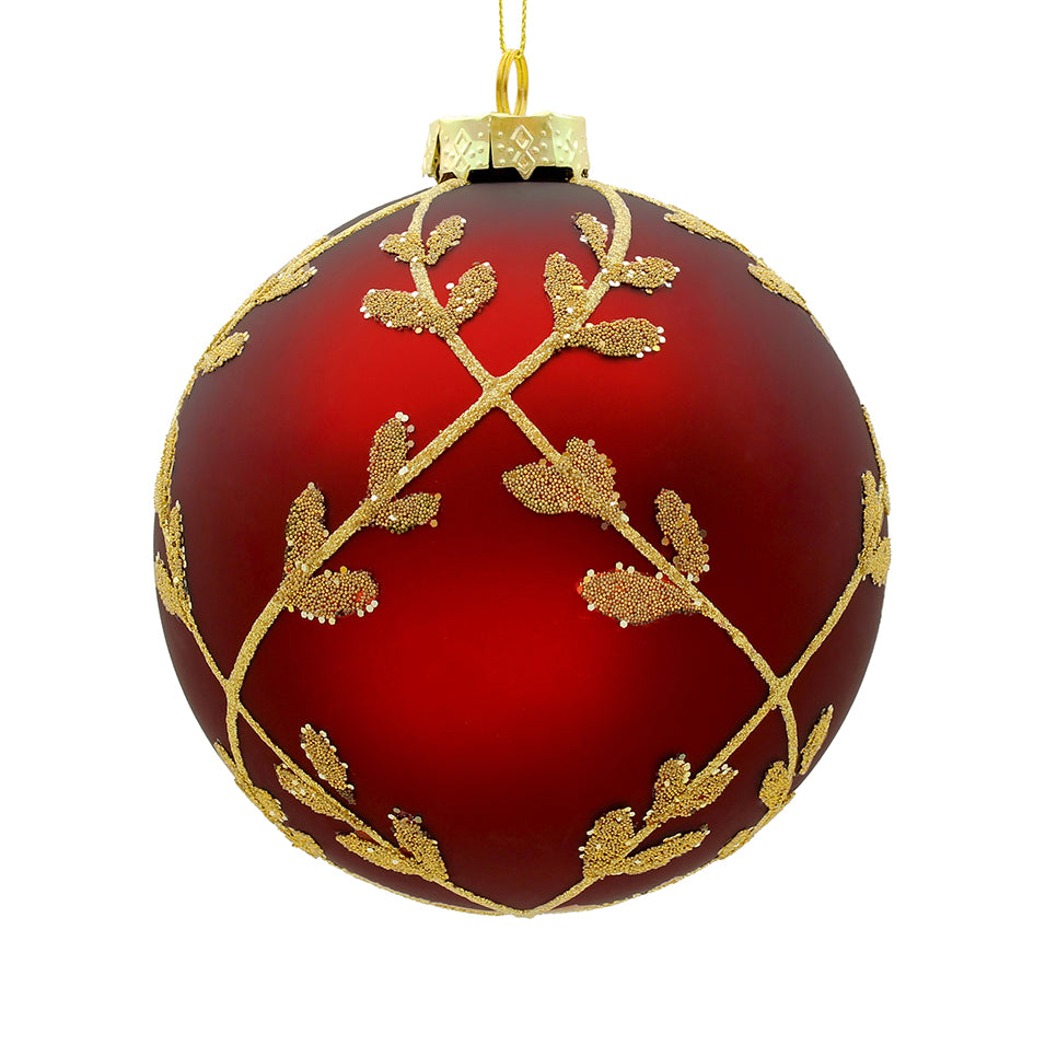 10cm Laurel Red_Champagne Ball Ornament