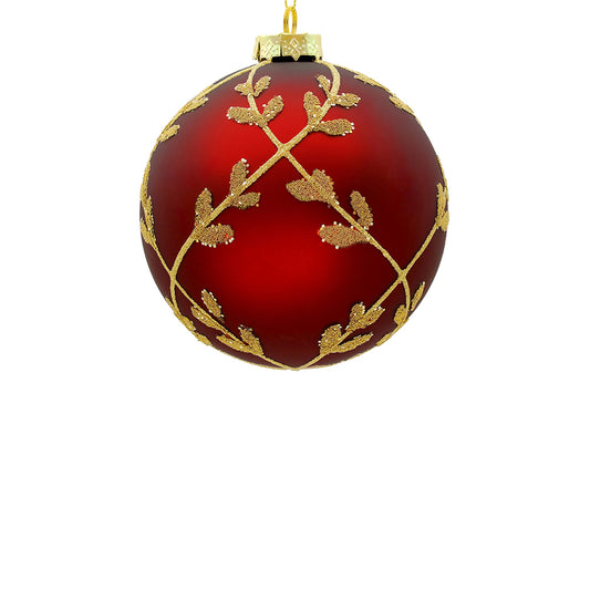 12cm Laurel Red_Champagne Ball Ornament