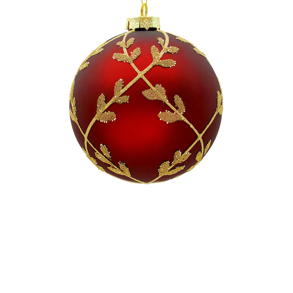 12cm Laurel Red_Champagne Ball Ornament