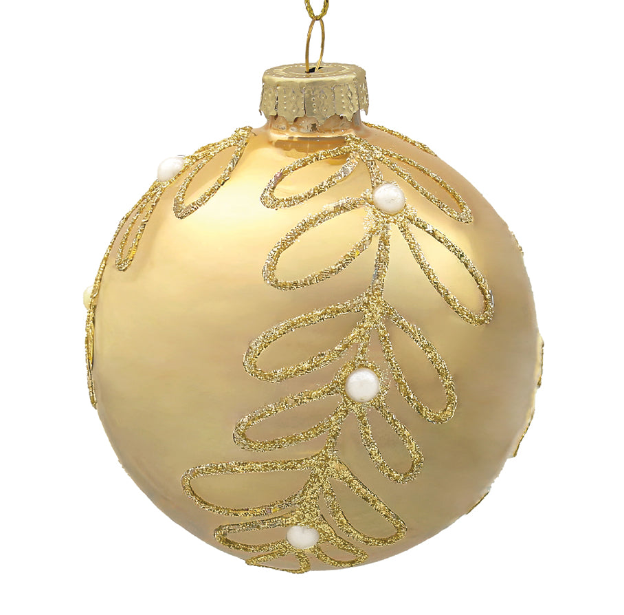 12cm Clarissa Pearl Champagne Ball Ornament