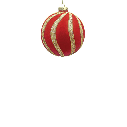 8cm Spiral Red Ball Ornament