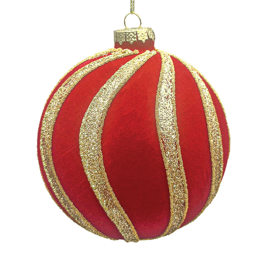 10cm Spiral Red Ball Ornament