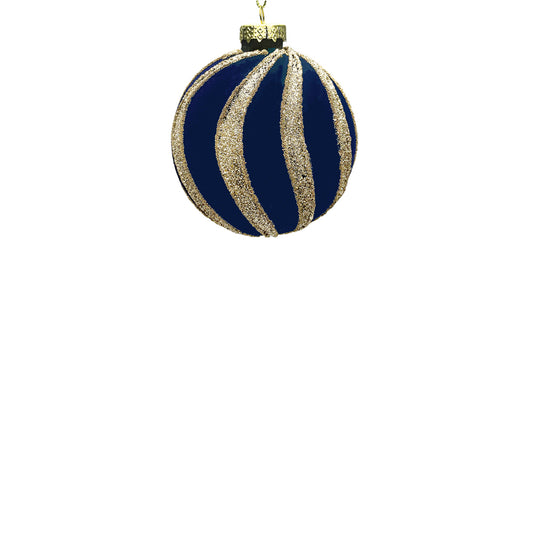 8cm Spiral Midnight Blue Ball Ornament