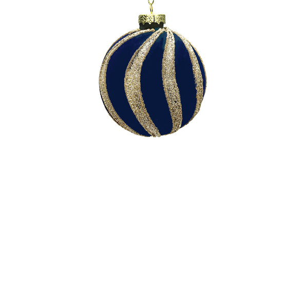 8cm Spiral Midnight Blue Ball Ornament