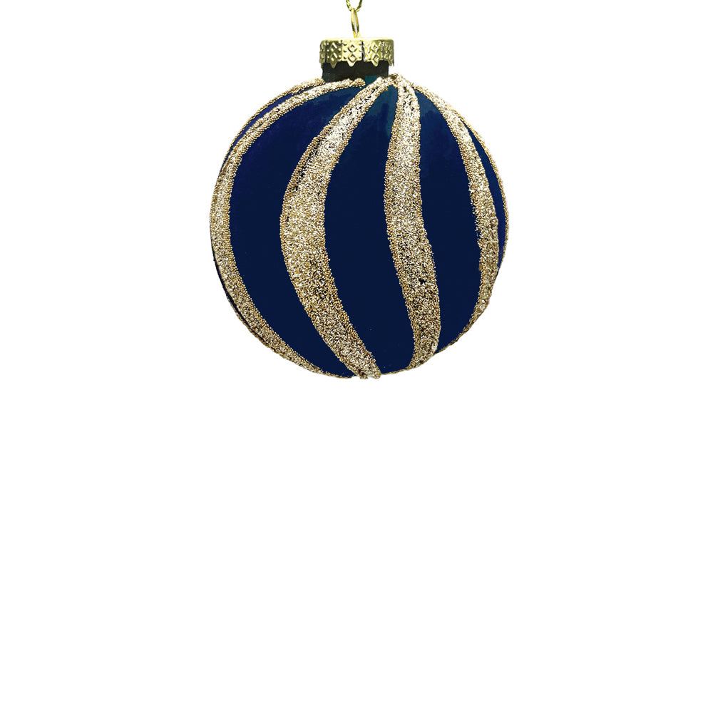 10cm Spiral Midnight Blue Ball Ornament