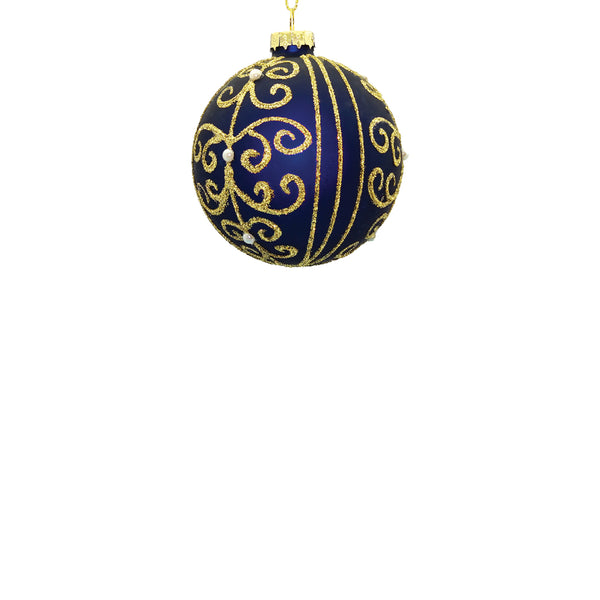 8cm Gloria Midnight Blue Ball Ornament