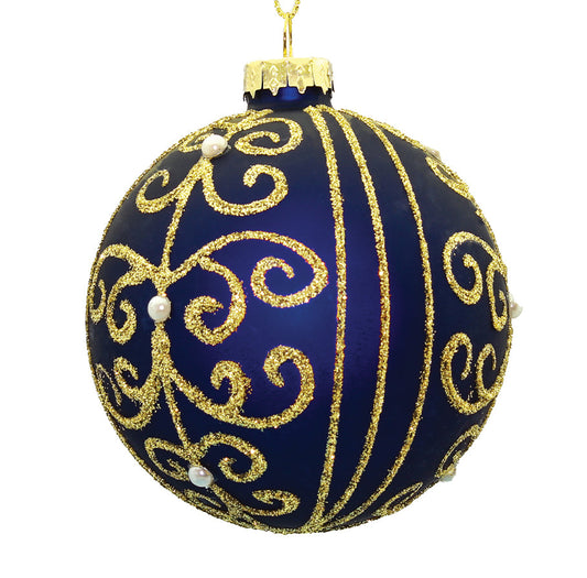 10cm Gloria Midnight Blue Ball Ornament