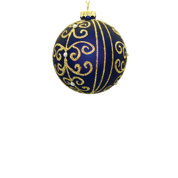10cm Gloria Midnight Blue Ball Ornament