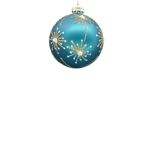 8cm Starburst Ice Blue Ball Ornament