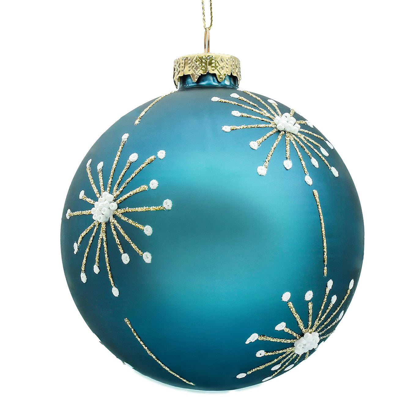 8cm Starburst Ice Blue Ball Ornament