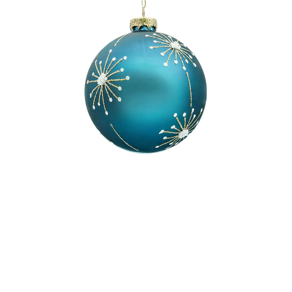 10cm Starburst Ice Blue Ball Ornament